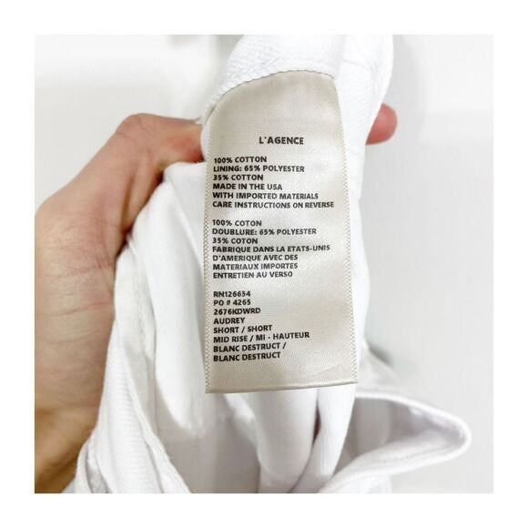 L'AGENCE Womens Audrey Cut-Off Denim Shorts Distressed White Ladies Size 27 New - Picture 5 of 6